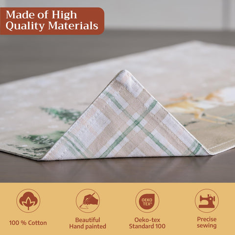 Maison d'Hermine placemats laid out on a Thanksgiving table for warmth.