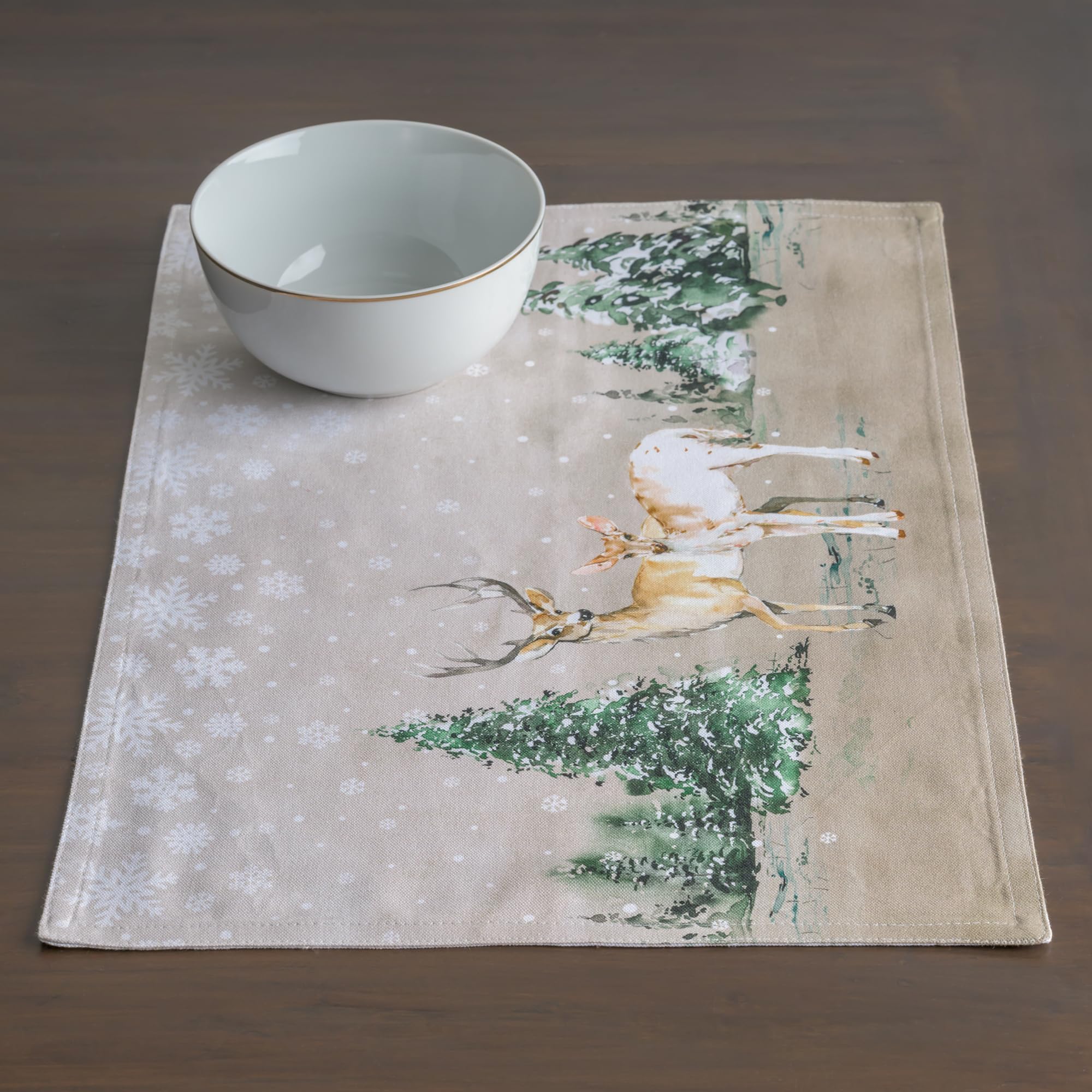 Maison d'Hermine placemats complement Christmas tables with rich hues.