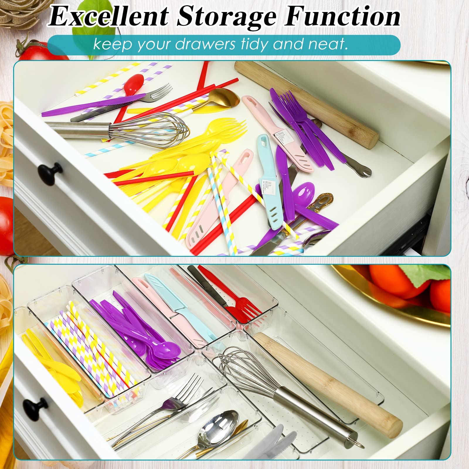 Maitys office drawer tray neatly separates supplies for faster work.