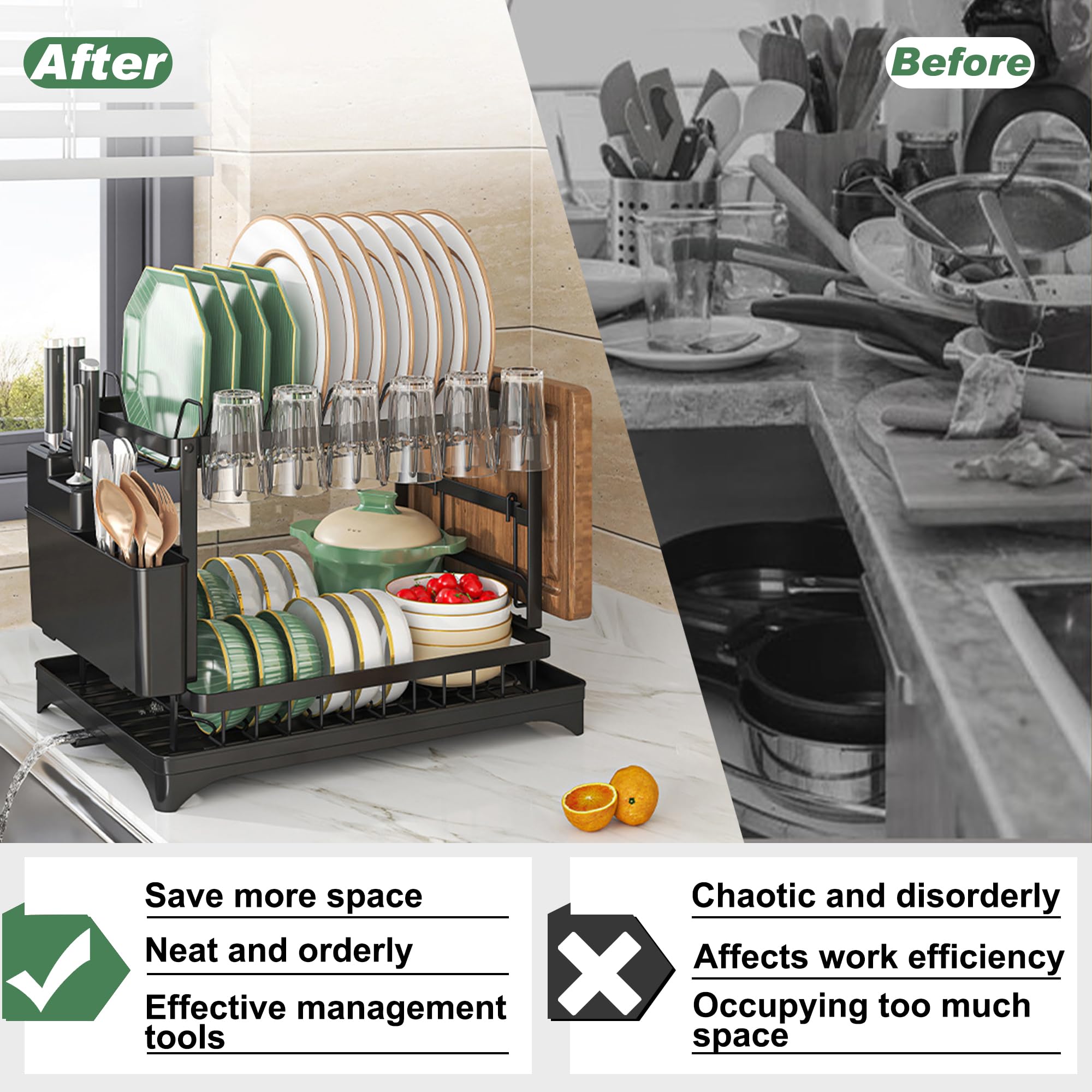 Maivotaf 360-degree drainage directs water to the sink from any angle.