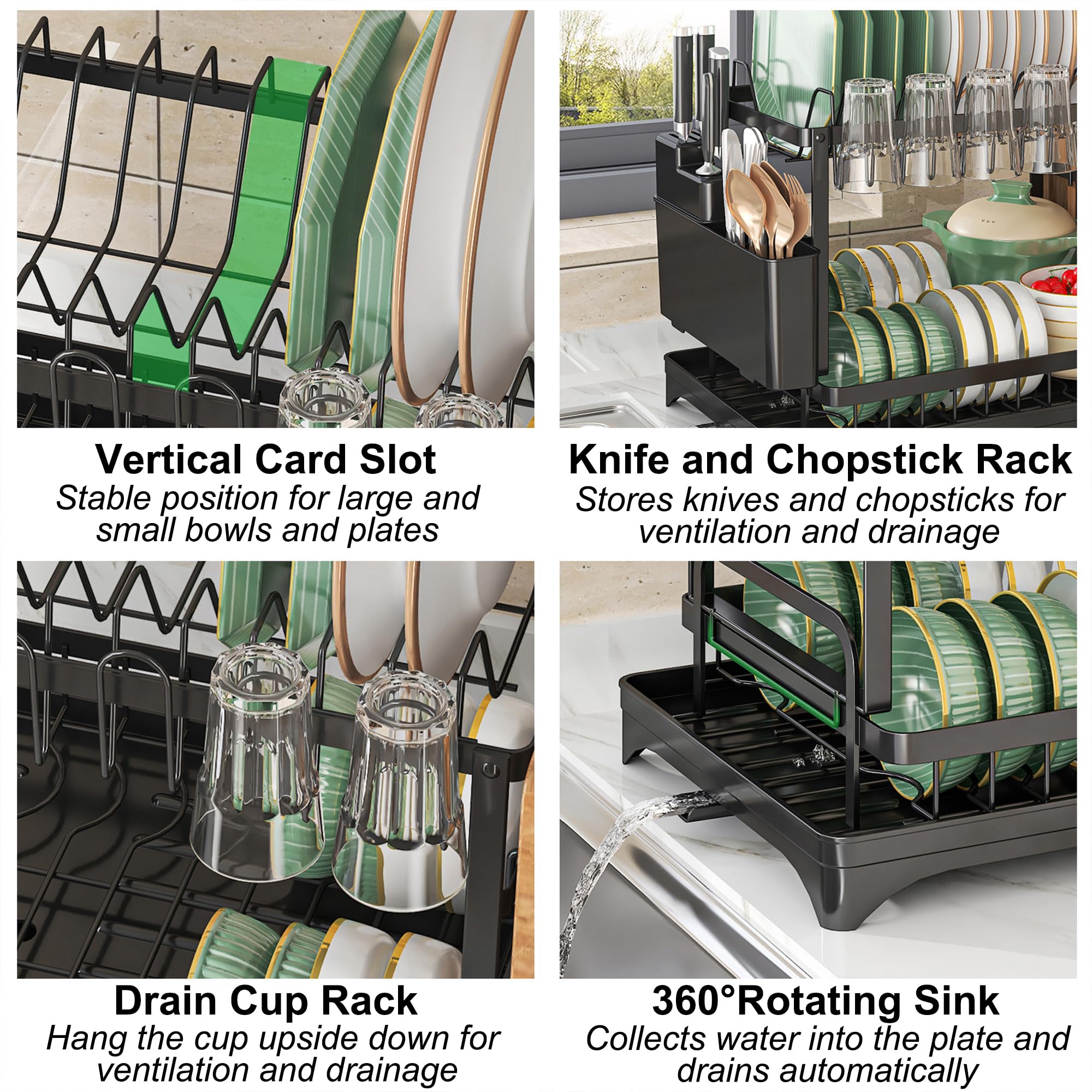 Maivotaf anti-slip base stabilizes on counters during drying.