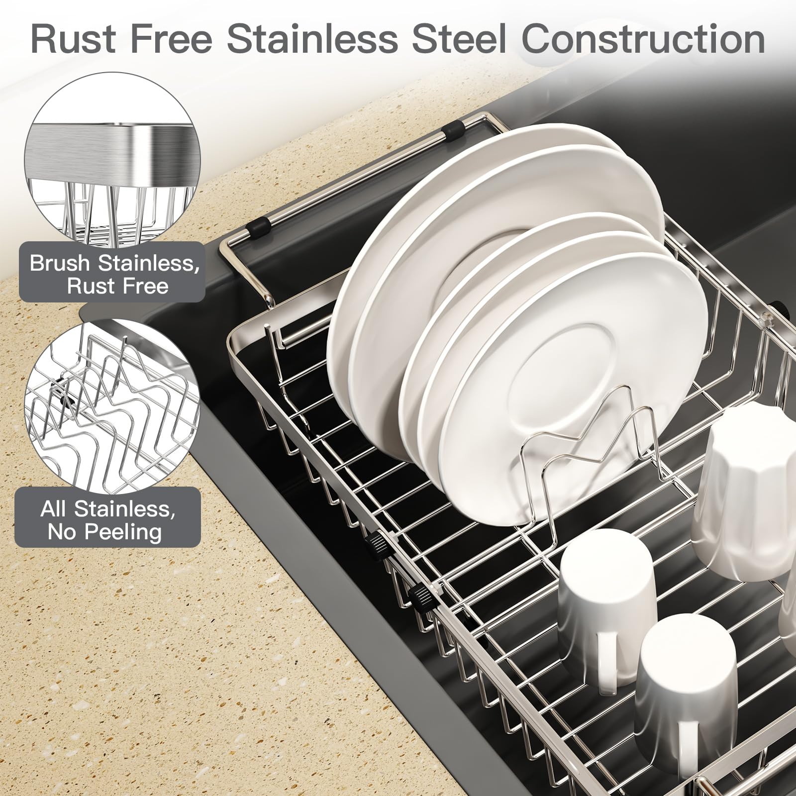 MAJALiS expandable rack fits single or double sinks for flexible drying.
