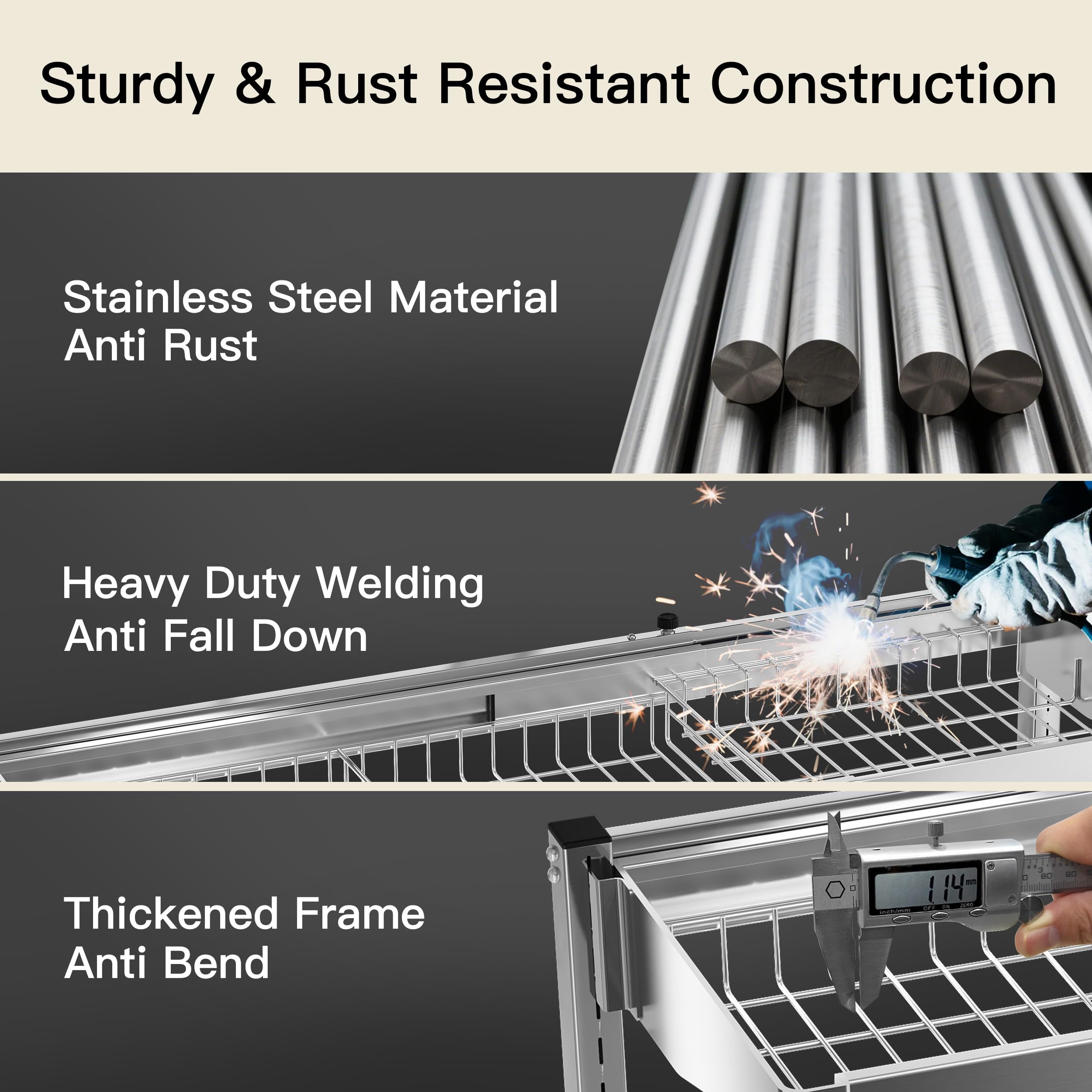 MAJALiS expandable-dish-drying-rack adapts to sink width for flexible spacing