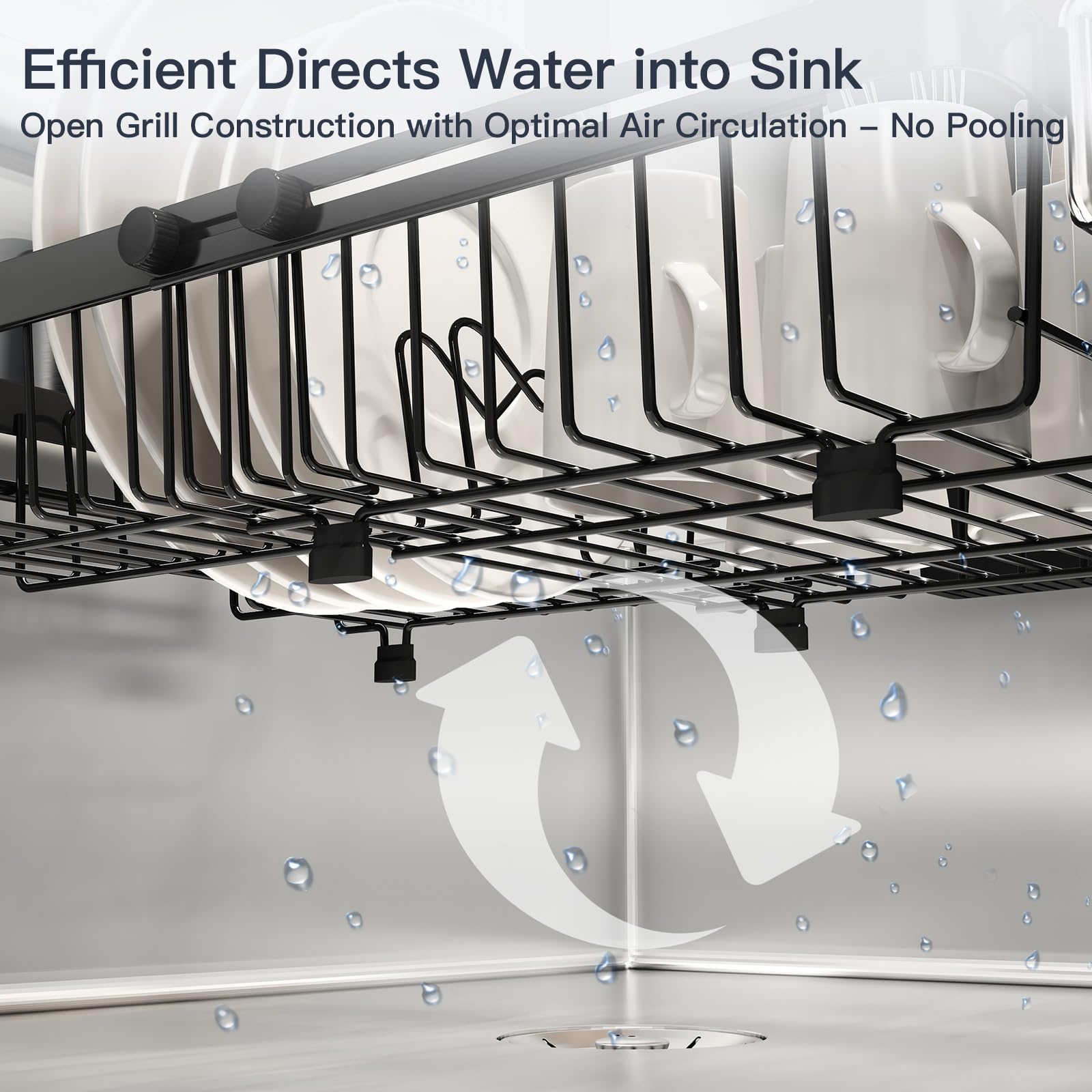 MAJALiS silicone-grip handle keeps rack steady on any countertop.