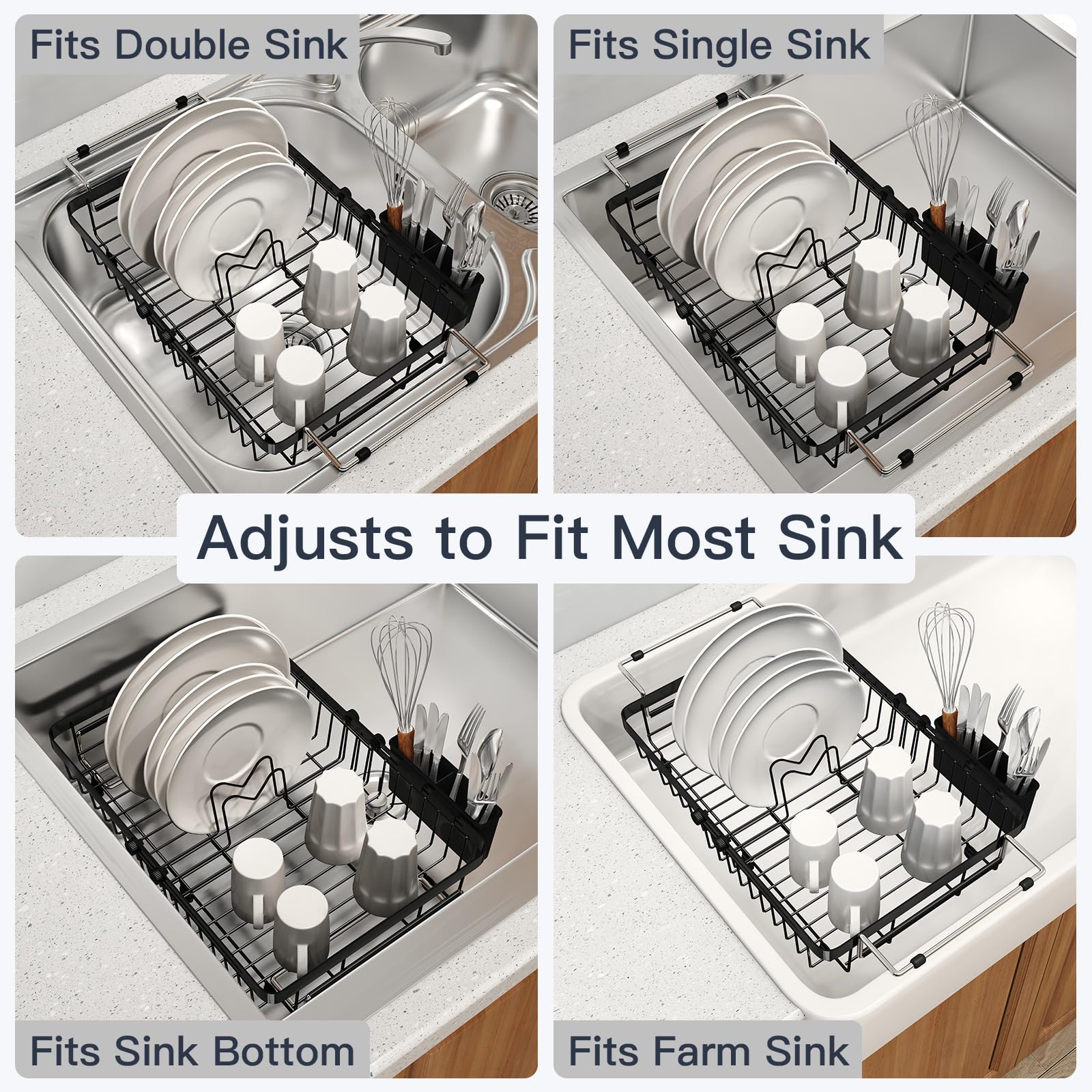 MAJALiS stainless steel dish drainer highlights durable, rust-free construction for daily use.