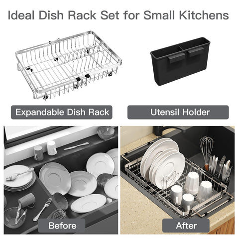 MAJALiS compact kitchen solution keeps counters clear and dries dishes neatly.