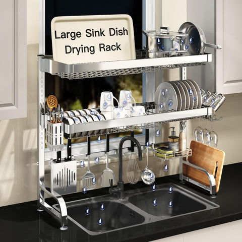 MAJALiS three-tier over-sink dish drainer above the sink for organized drying