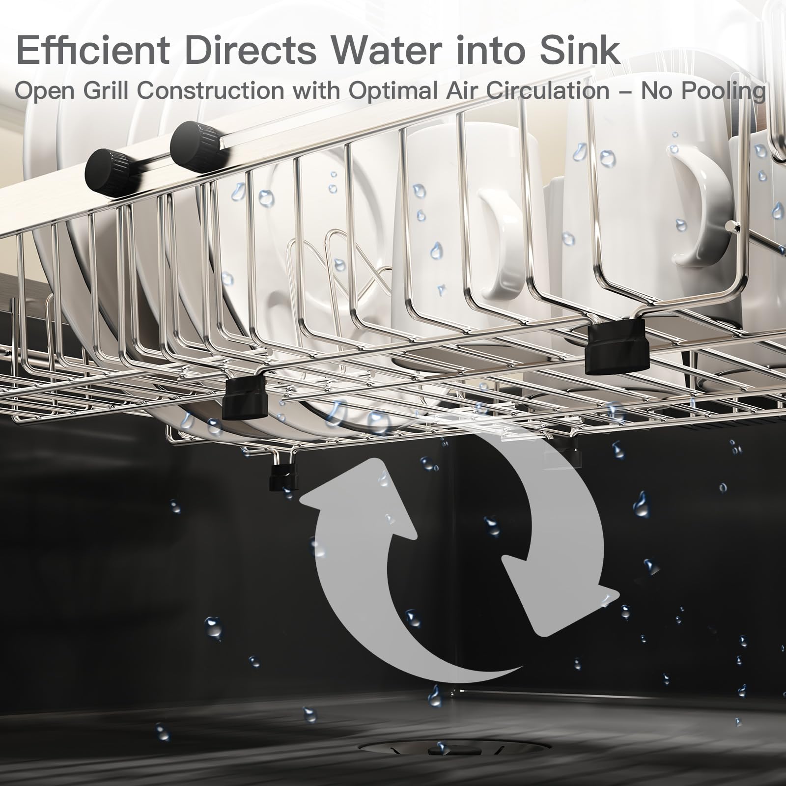 MAJALiS silicone-grip handle secures the rack on any countertop.