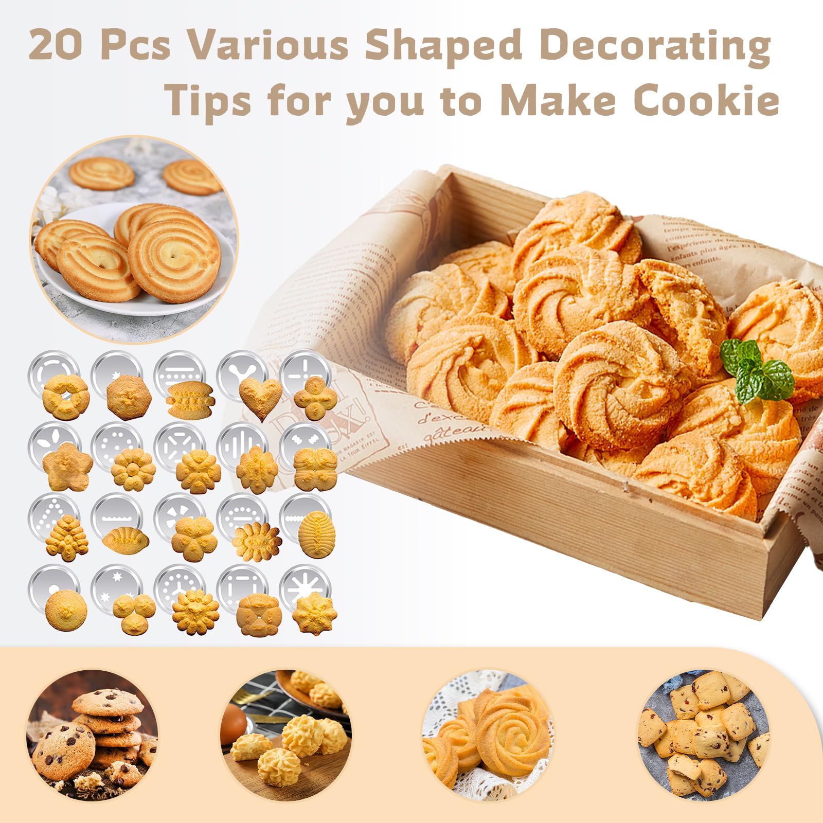 MAJCL cookie press gun with ergonomic handle for comfortable baking