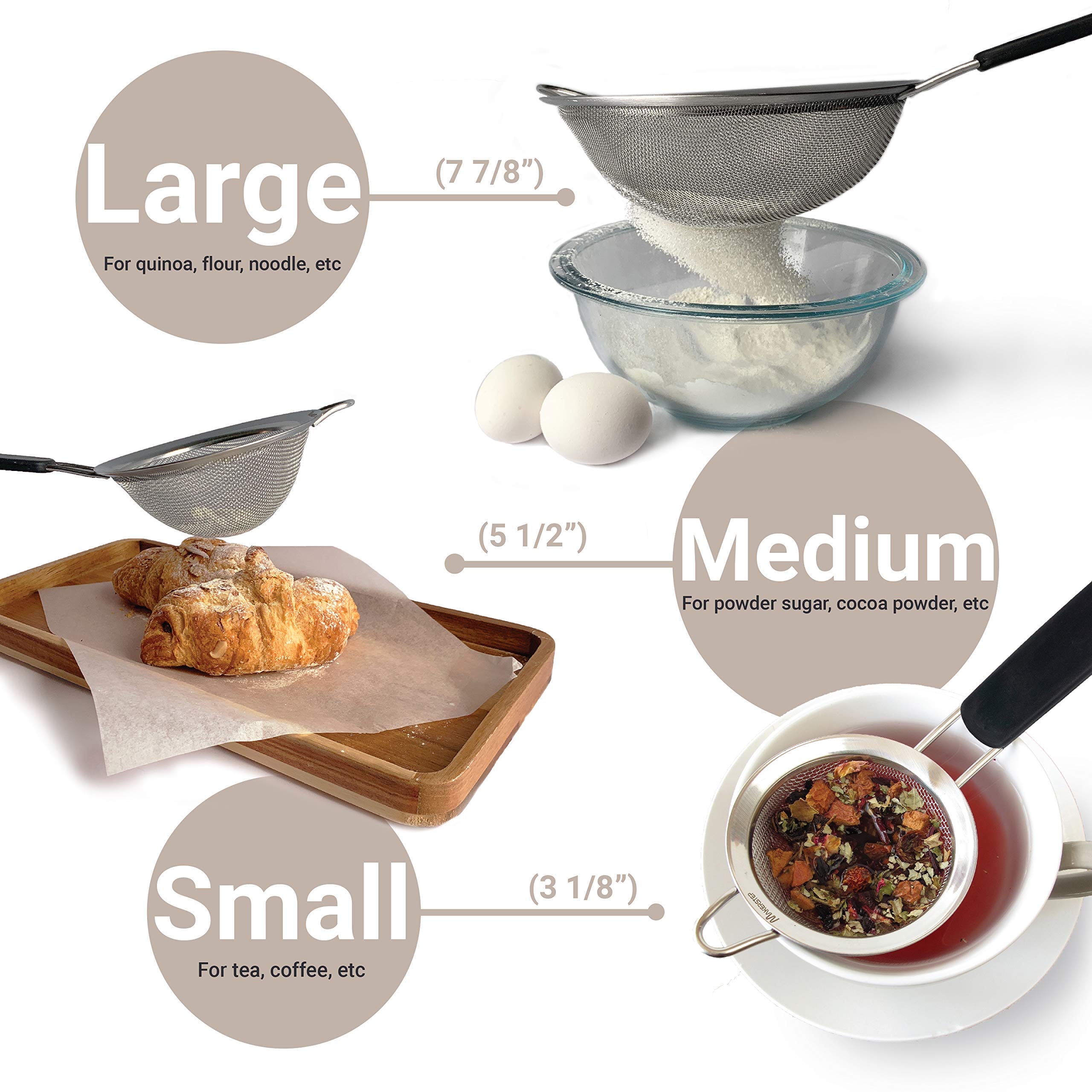 Makerstep fine mesh strainer 5-1-2 inch ideal for draining vegetables and pasta