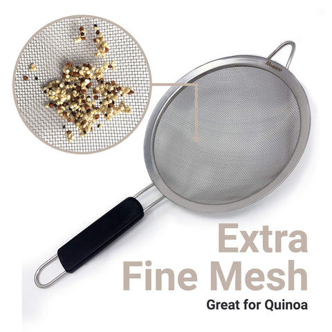 Makerstep sifter strainer 5-1-2 inch with insulated handle for comfort