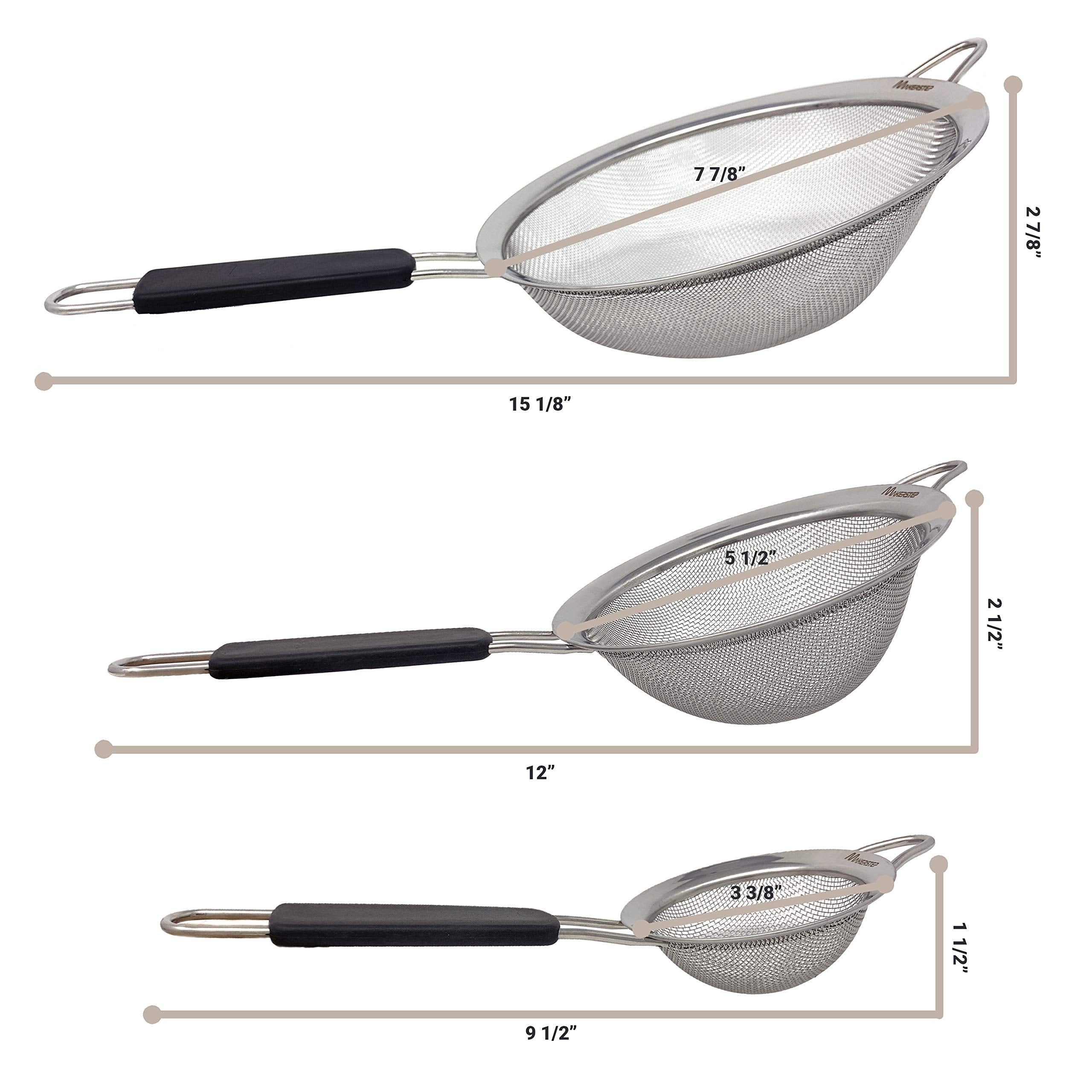 Makerstep wire sieve 3-3-8 inch for skimming hot liquids safely