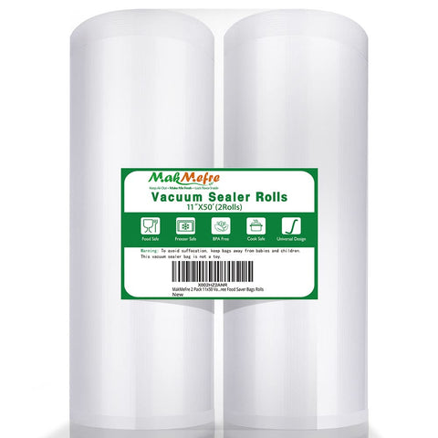 MakMeFre 2-pack 11x50 vacuum bag rolls for extended freshness.