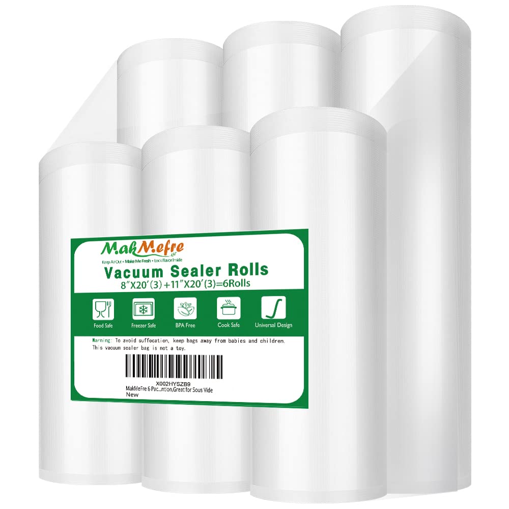 MakMeFre vacuum bag roll 8x20-3rolls packaged for versatile home storage and packaging