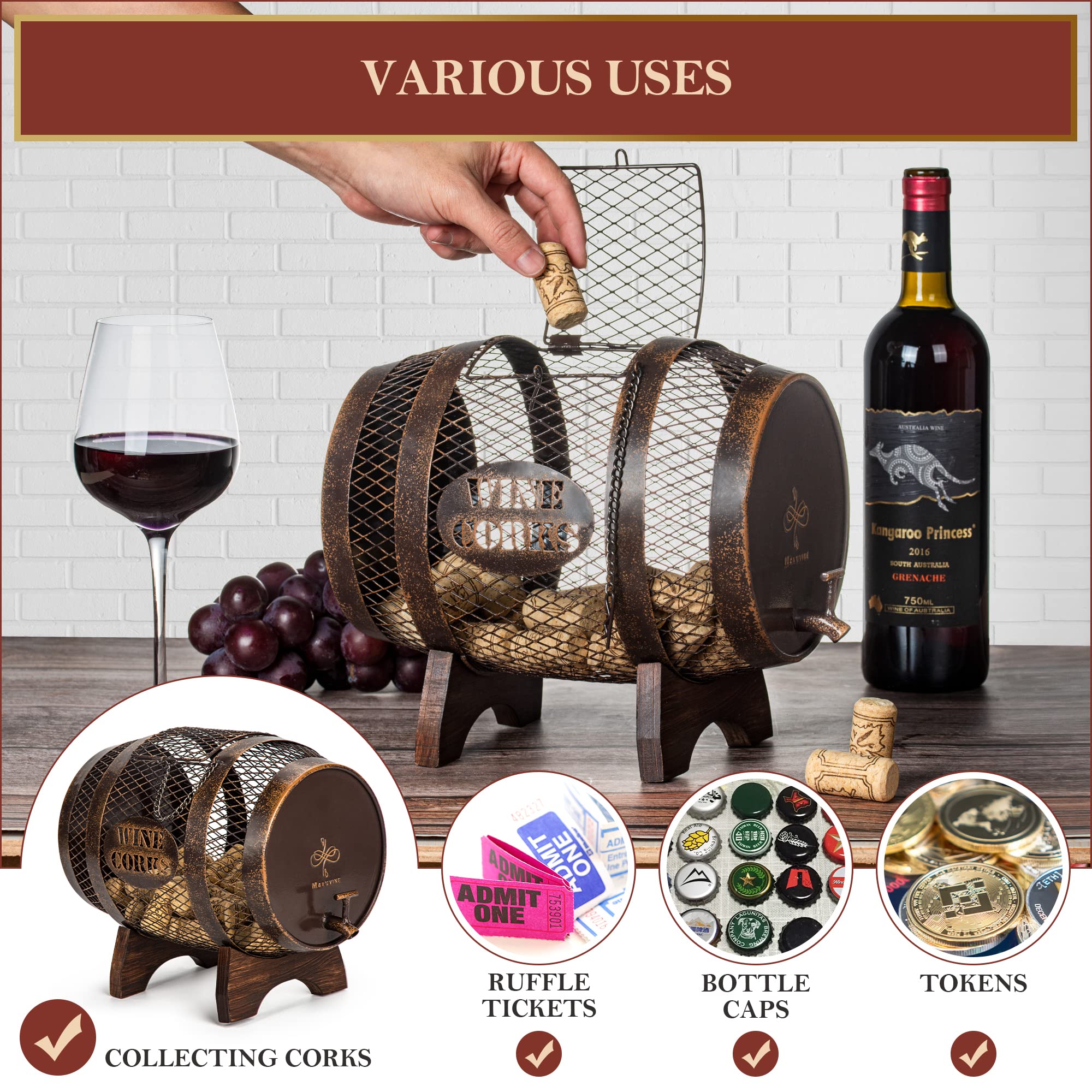 Makuvine barrel measures 11 inches tall with 8 inch diameter.