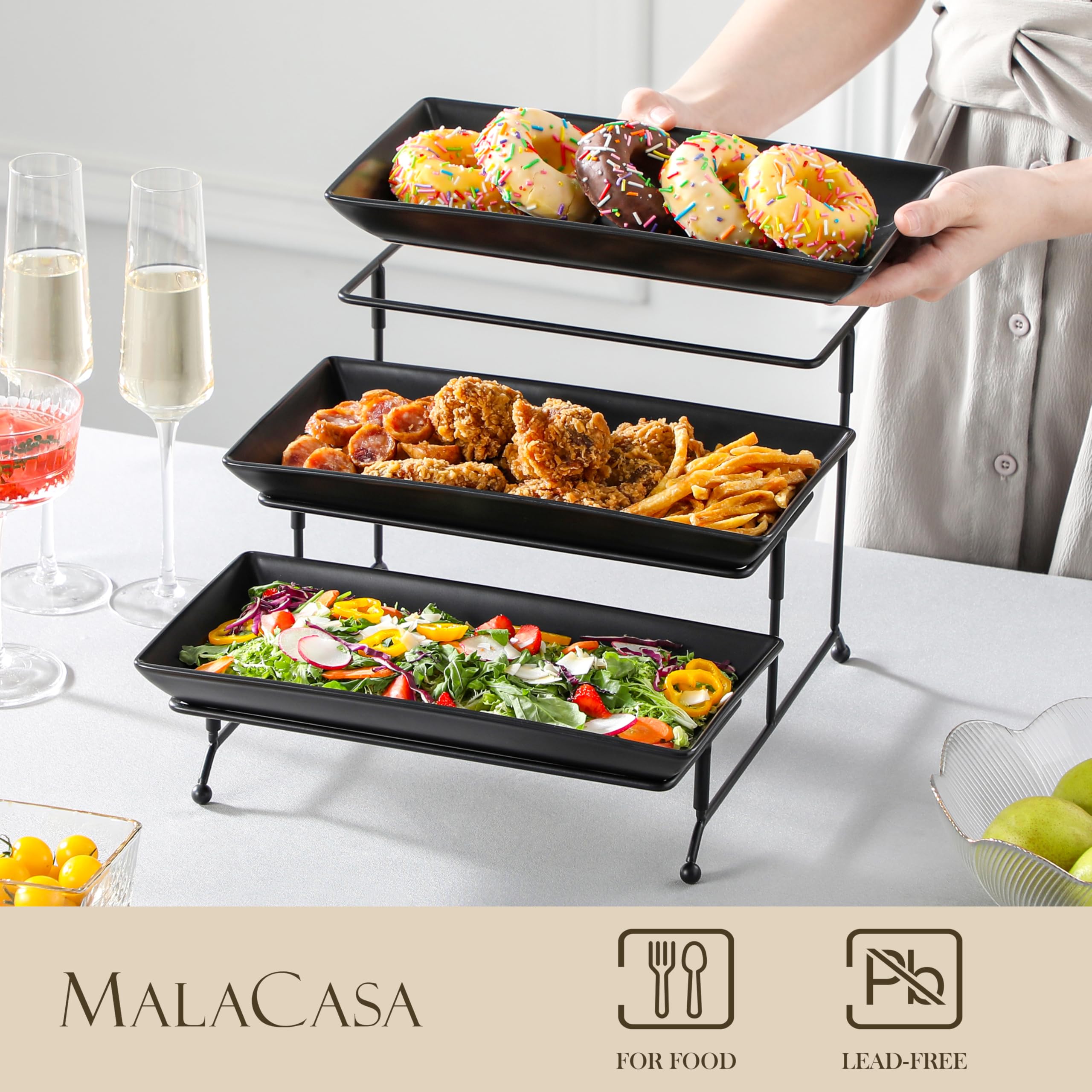 MALACASA 3-tier dessert stand ready to elevate a cake or pastries at a party.