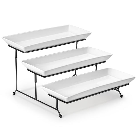 MALACASA 3-tier serving tray in white showcases elegant dessert display.