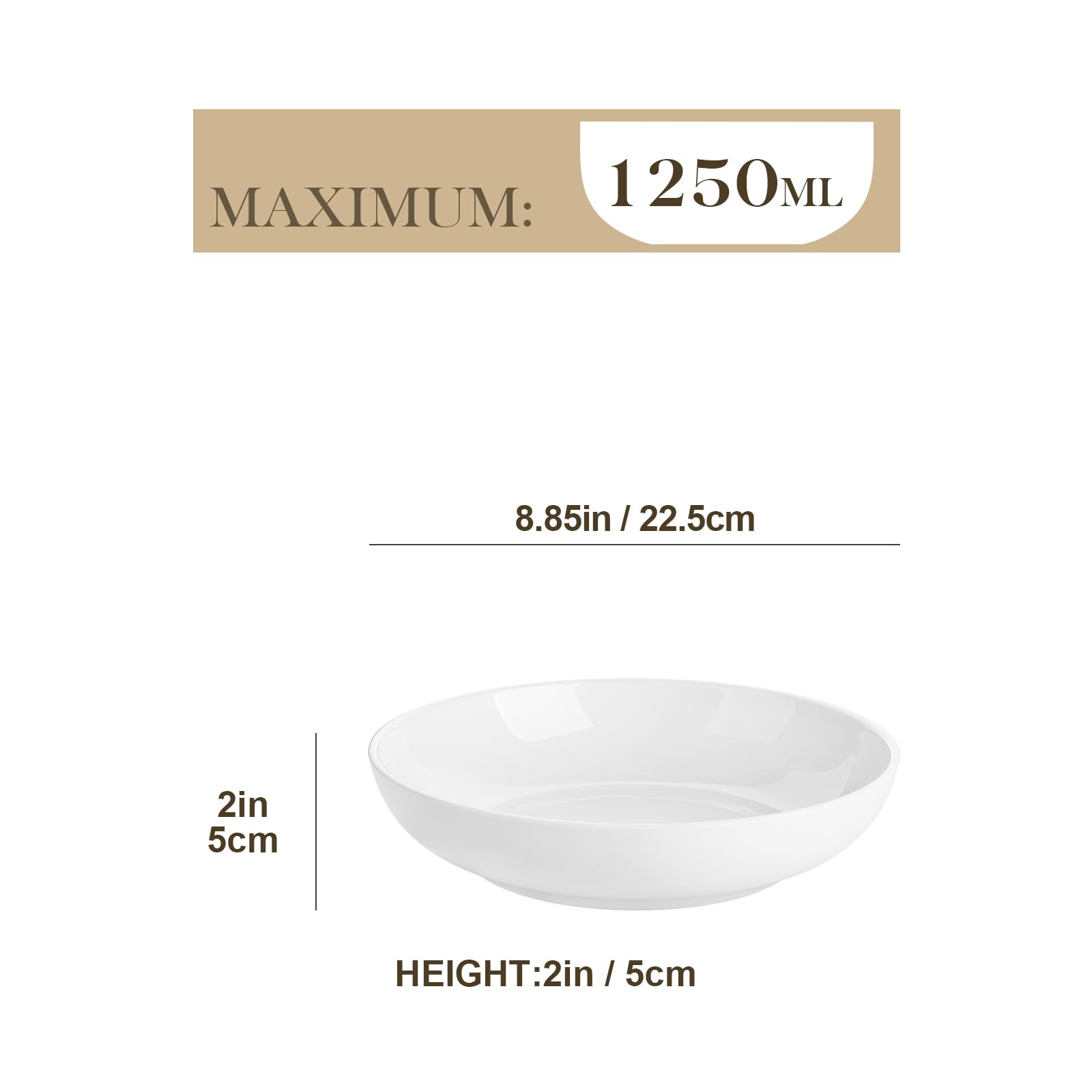 MALACASA 42 oz white porcelain bowl ideal for pasta, salads, or soups.