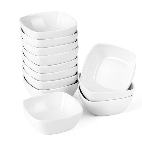 MALACASA 5 oz dip bowls 12-pack square ramekins for sauces and desserts