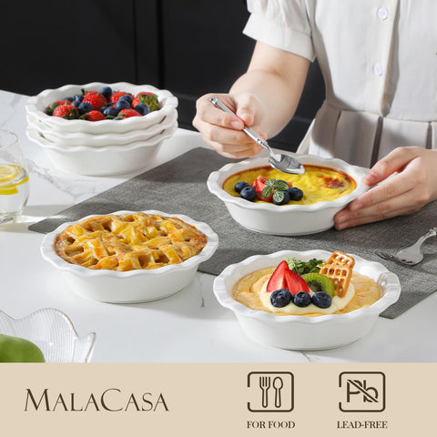MALACASA 6-inch pie pan oven-safe for baking and reheating.