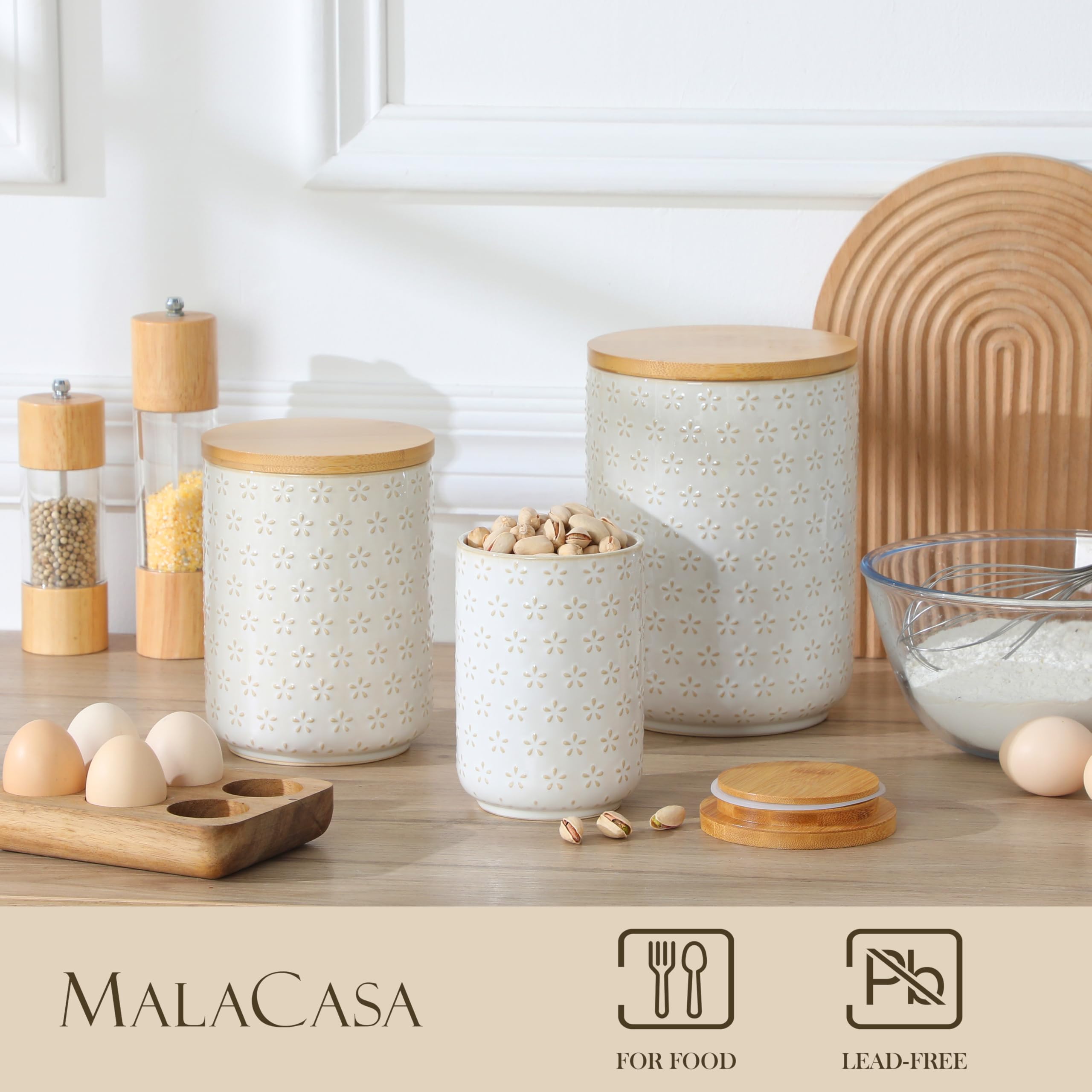 Malacasa 80 oz flour canister protects bulk flour from light and moisture