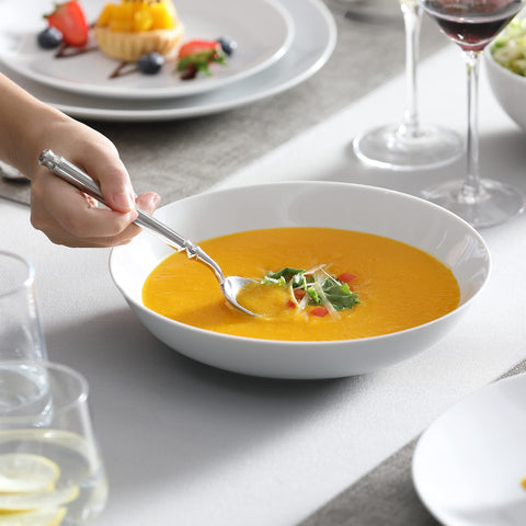 MALACASA Amelia stackable porcelain design saving cabinet space and keeping uniform looks.