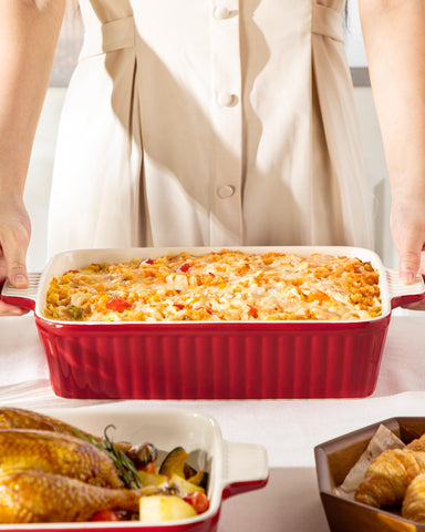 MALACASA Bake-Bake versatile bakeware suitable for lasagna, casseroles, and reheating leftovers.
