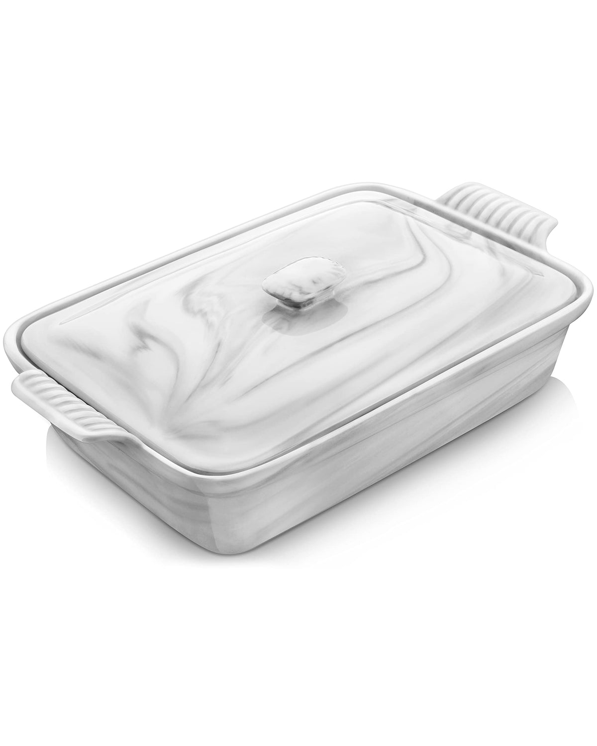 MALACASA Bake-Grey casserole dish with lid keeps meals warm for family dinners.