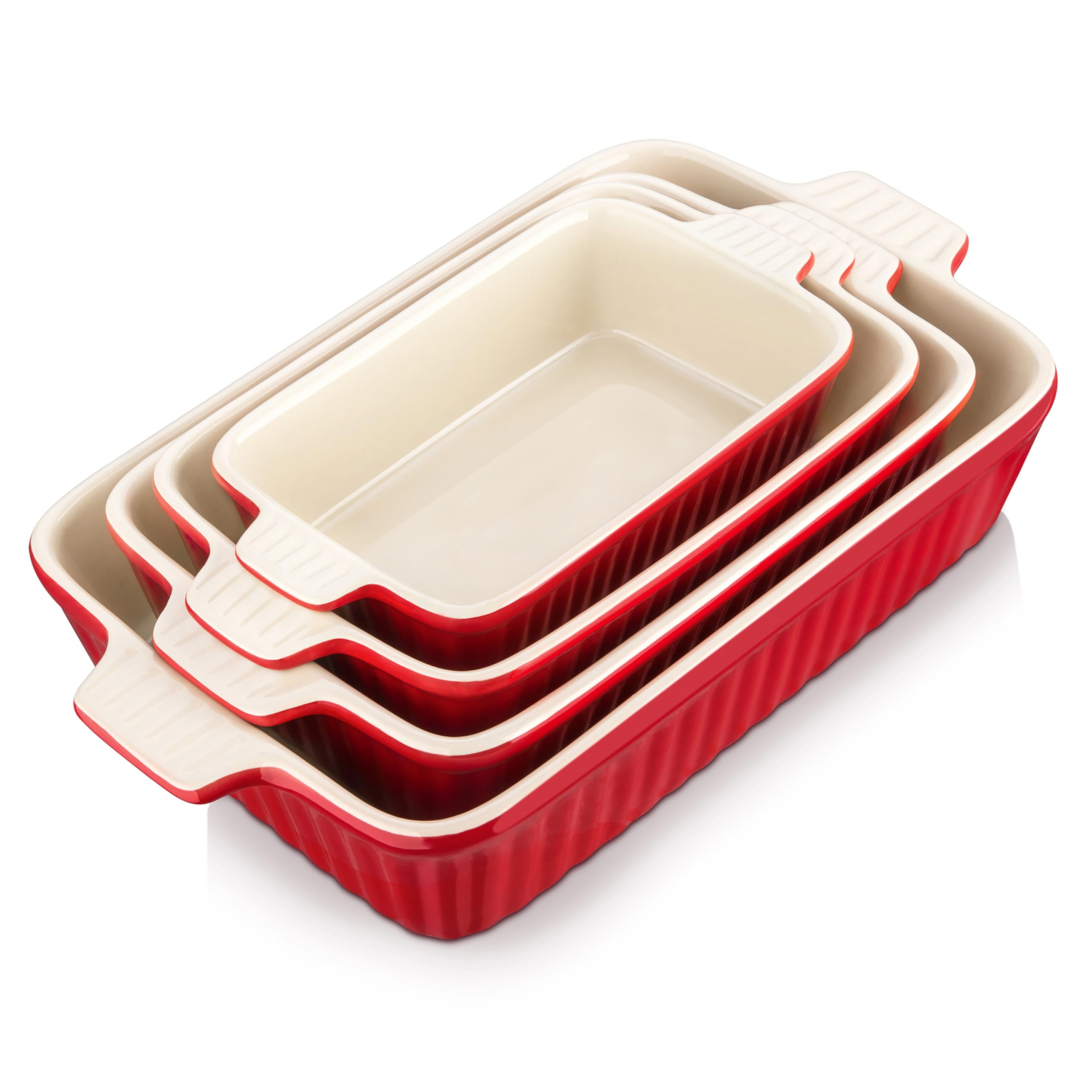 MALACASA bakeware set four rectangular dishes for oven-to-table serving