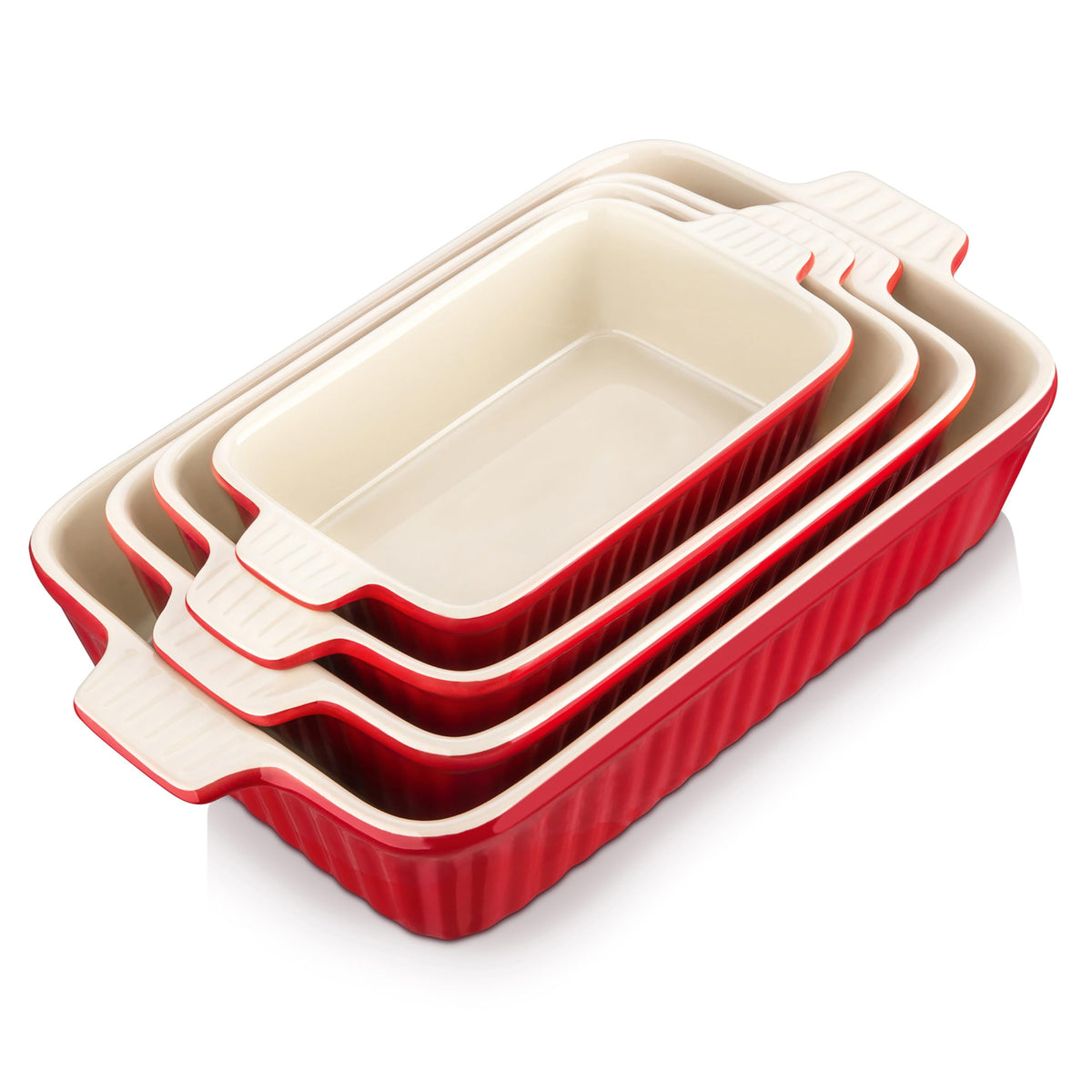 MALACASA bakeware set four rectangular dishes for oven-to-table serving