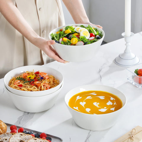 Bowl with wide opening, perfect for tossing salads easily with MALACASA.