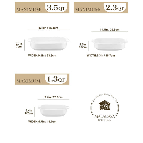 MALACASA 11.7-inch casserole dish designed for versatile meals and table presentation.