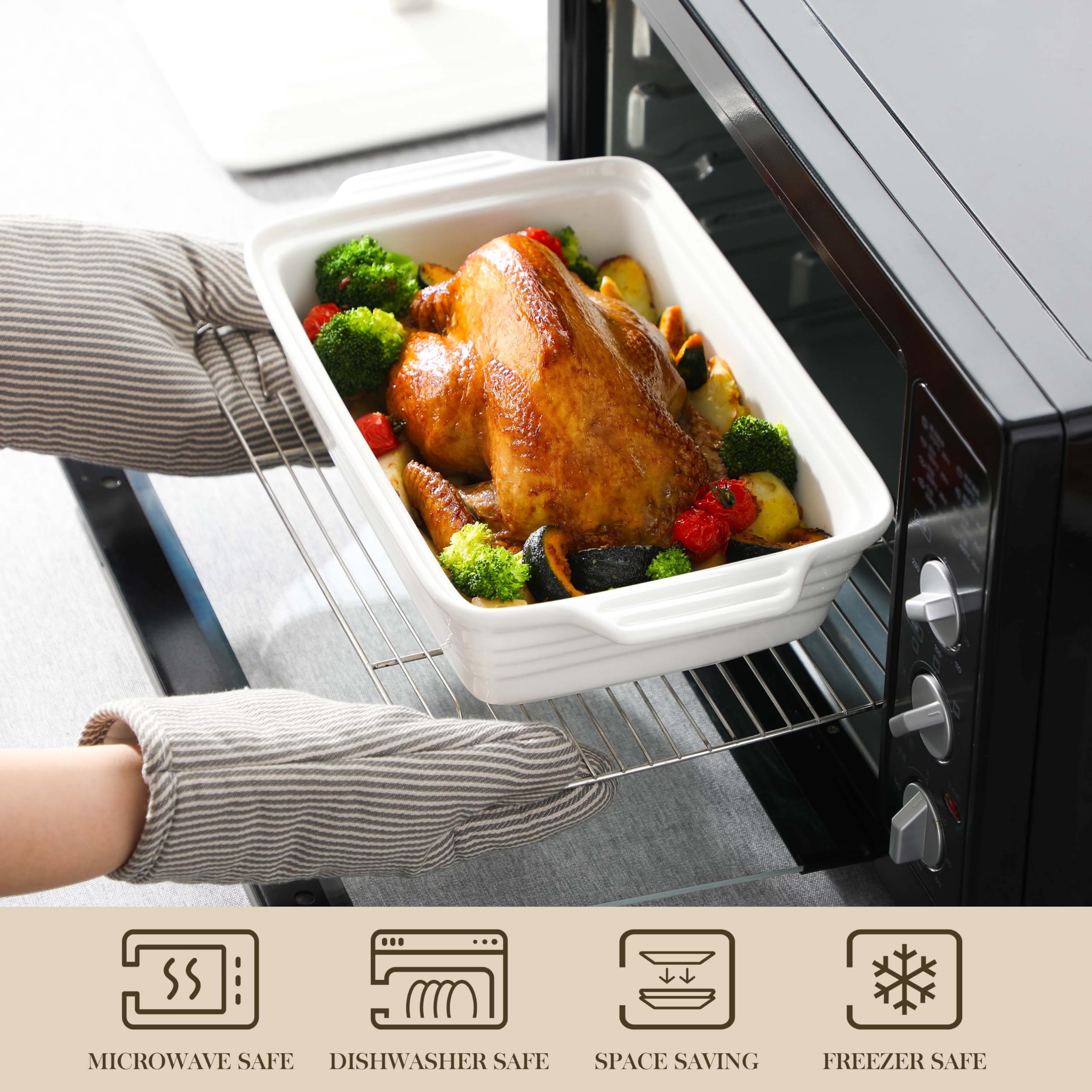 MALACASA dishwasher-safe porcelain pan for easy cleanups after family meals