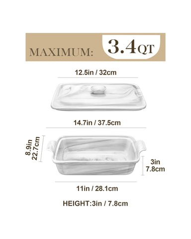 MALACASA Casserole dish with glossy glaze resists scratches and cleans easily.