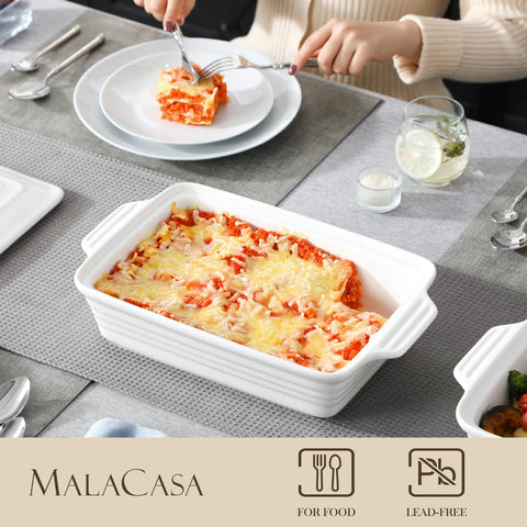 MALACASA casserole dish with sturdy handles for easy oven-to-table transport