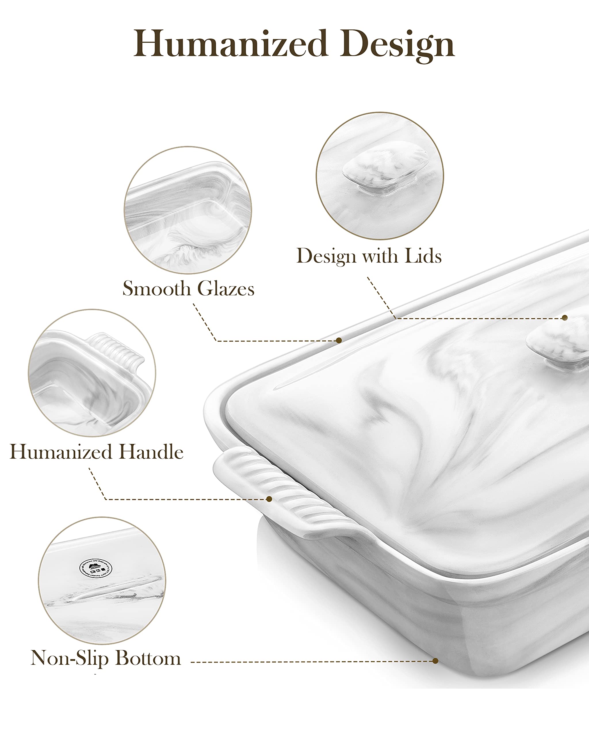MALACASA Microwave-safe and fridge-friendly casserole for convenient everyday use.
