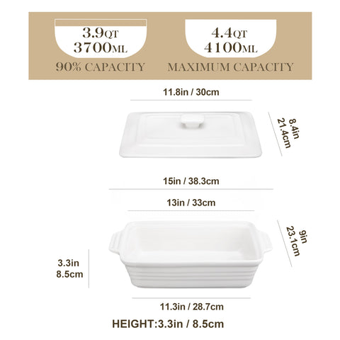 MALACASA oven-safe casserole dish withstands heat up to 428°F for versatile cooking