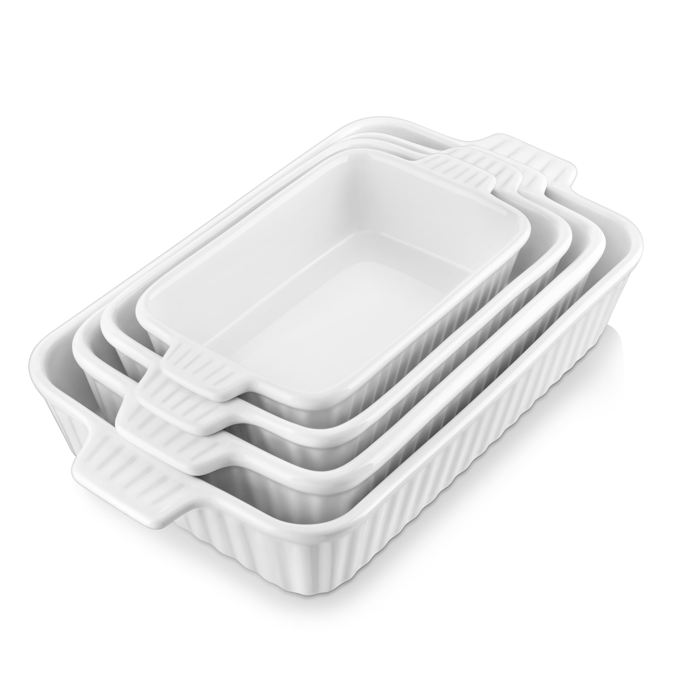 MALACASA rectangular ribbed casserole dish with handles for easy, safe transport.