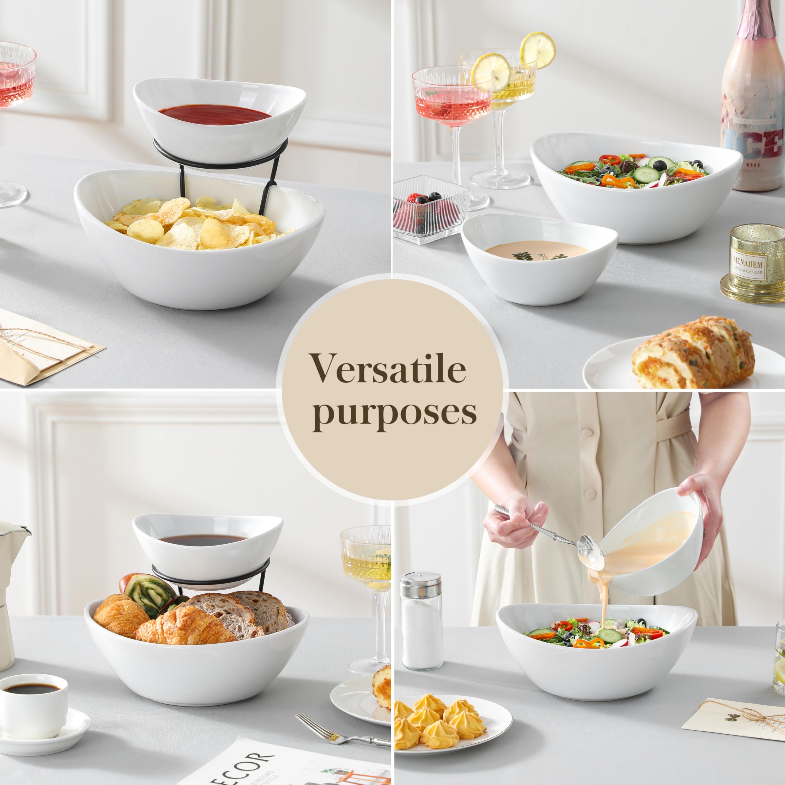 MALACASA ceramic appetizer bowls add a clean, elegant touch.
