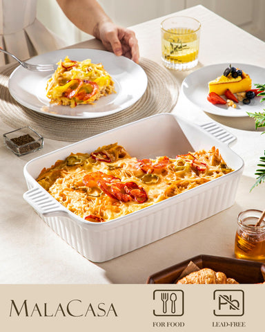 Malacasa ceramic bakeware is lead-free and non-toxic for safe family meals.