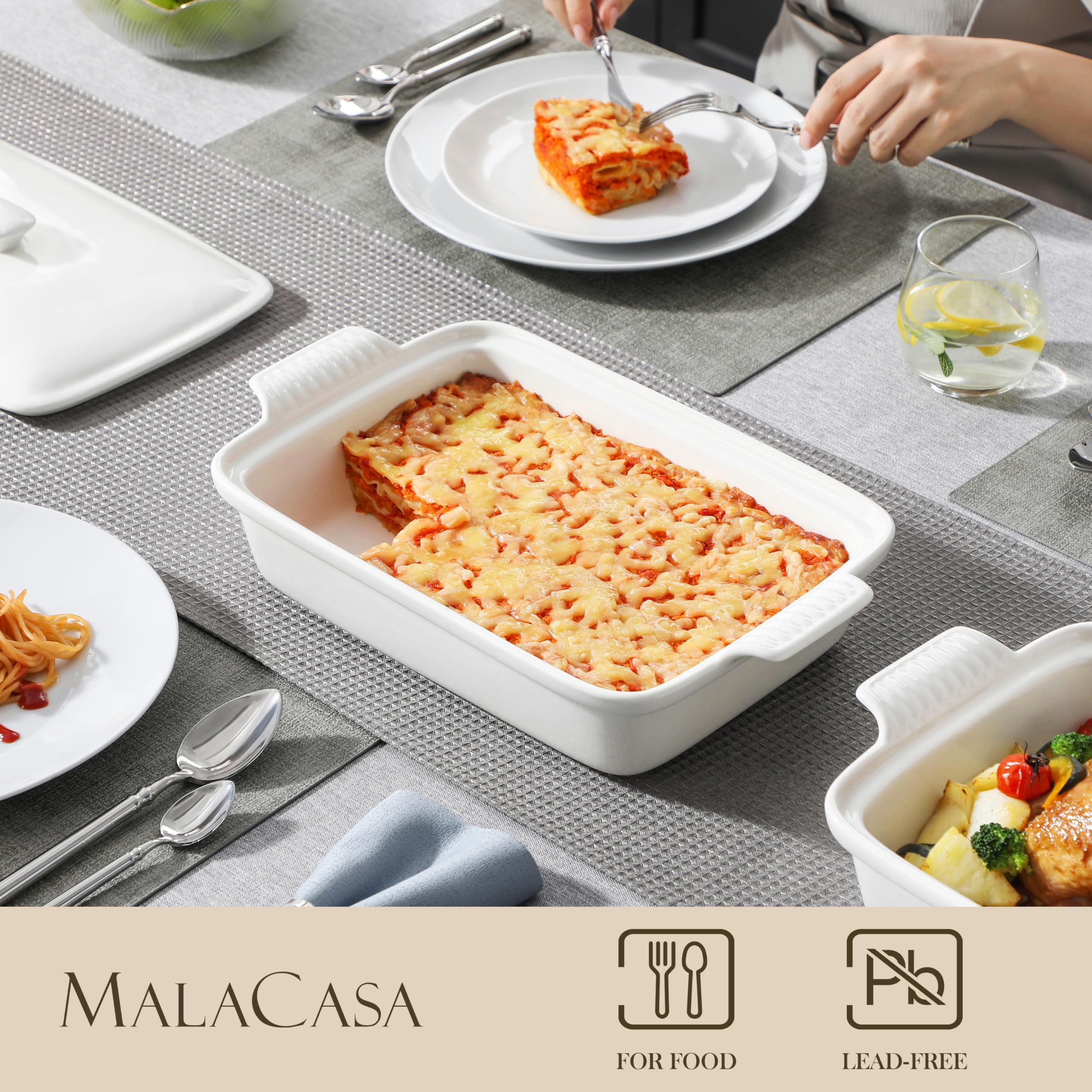 MALACASA ceramic casserole surface with smooth glaze and even heat.