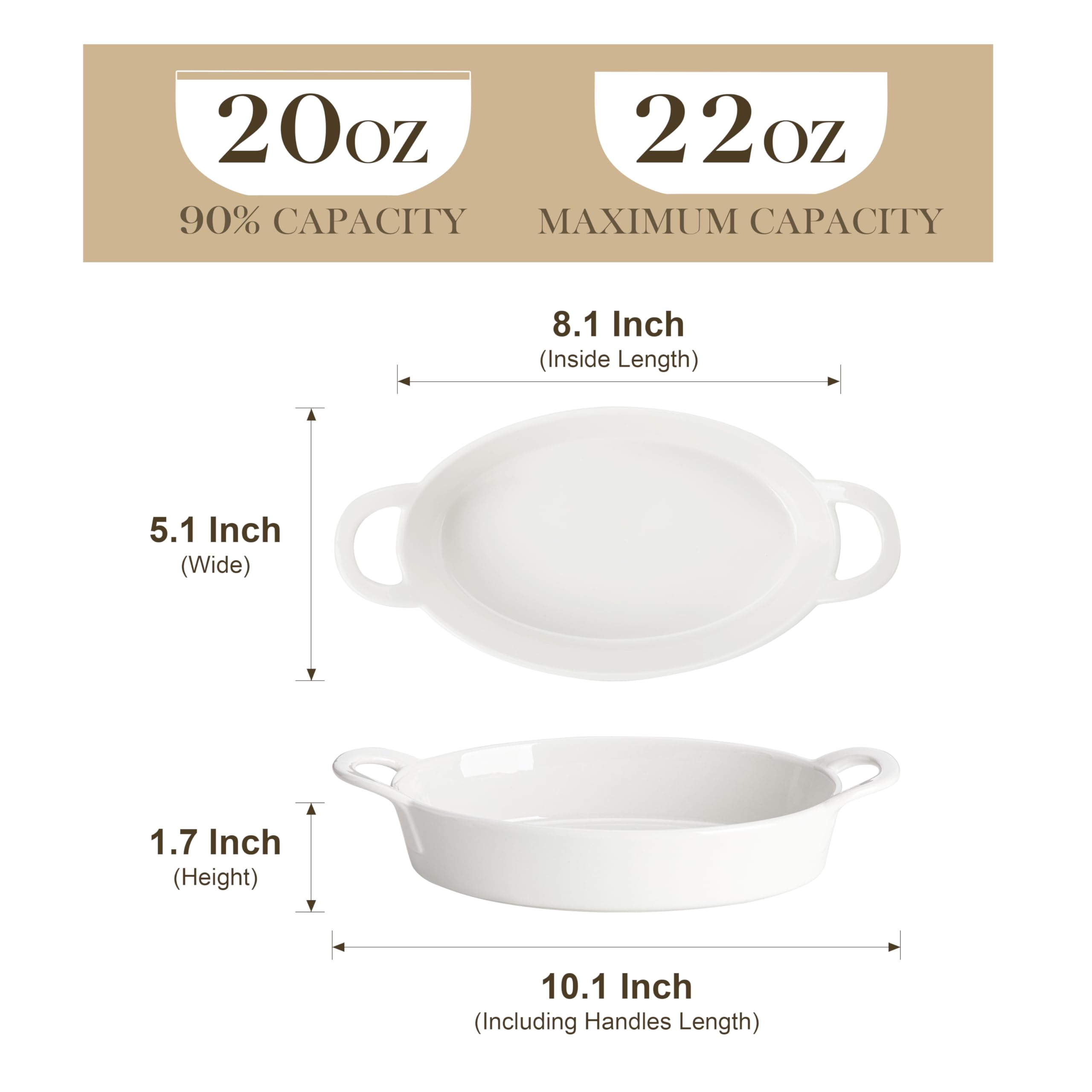 MALACASA ceramic lasagna bake dish with layered capacity