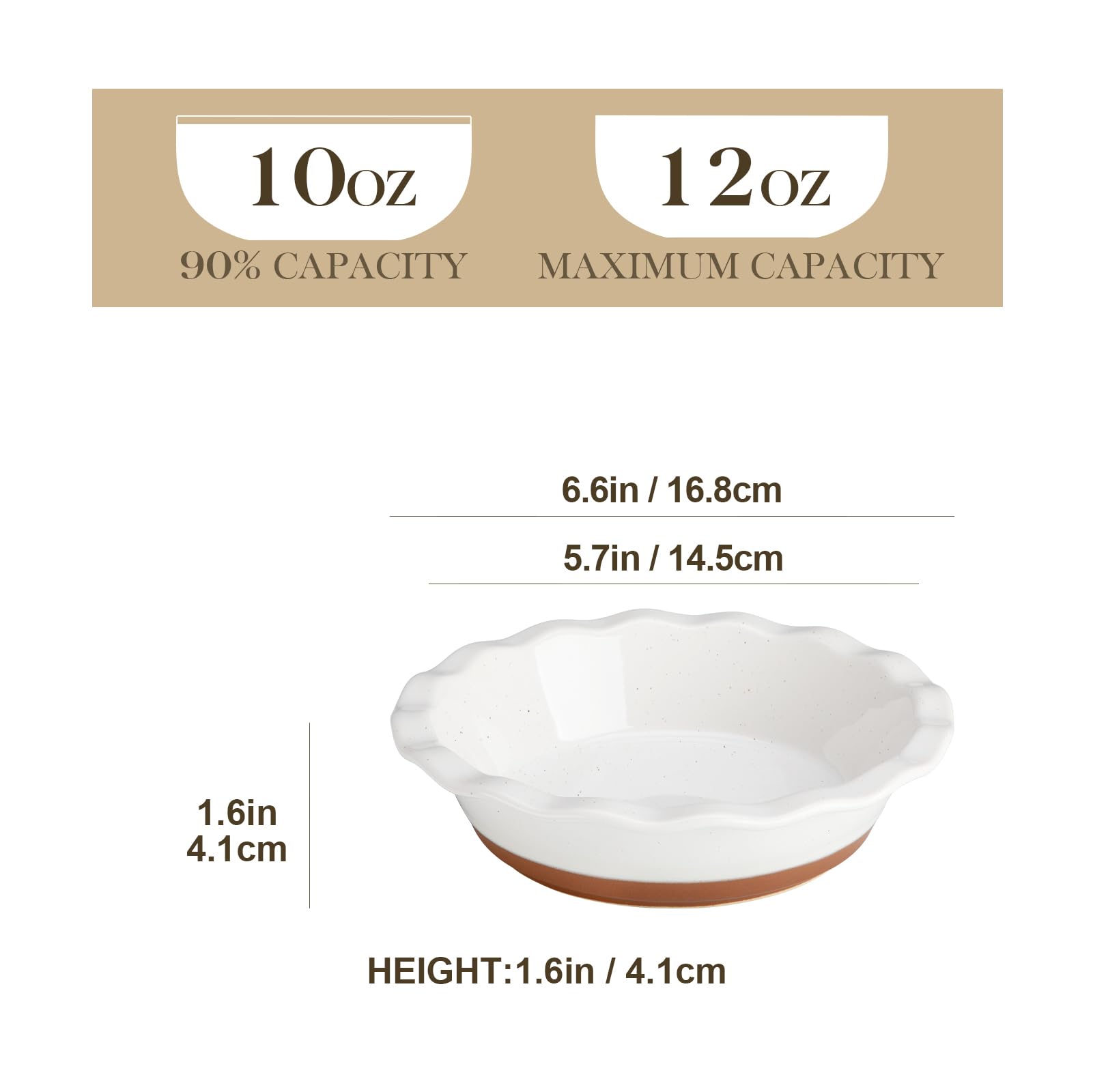 MALACASA ceramic mini pie dish in khaki white for even baking and durable everyday use.