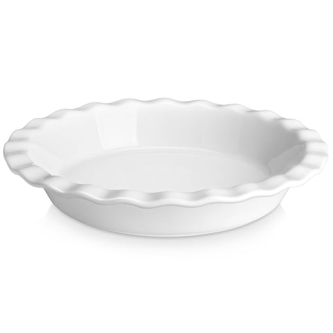 MALACASA ceramic pie pan 9-inch ready for even baking and crisper crusts.