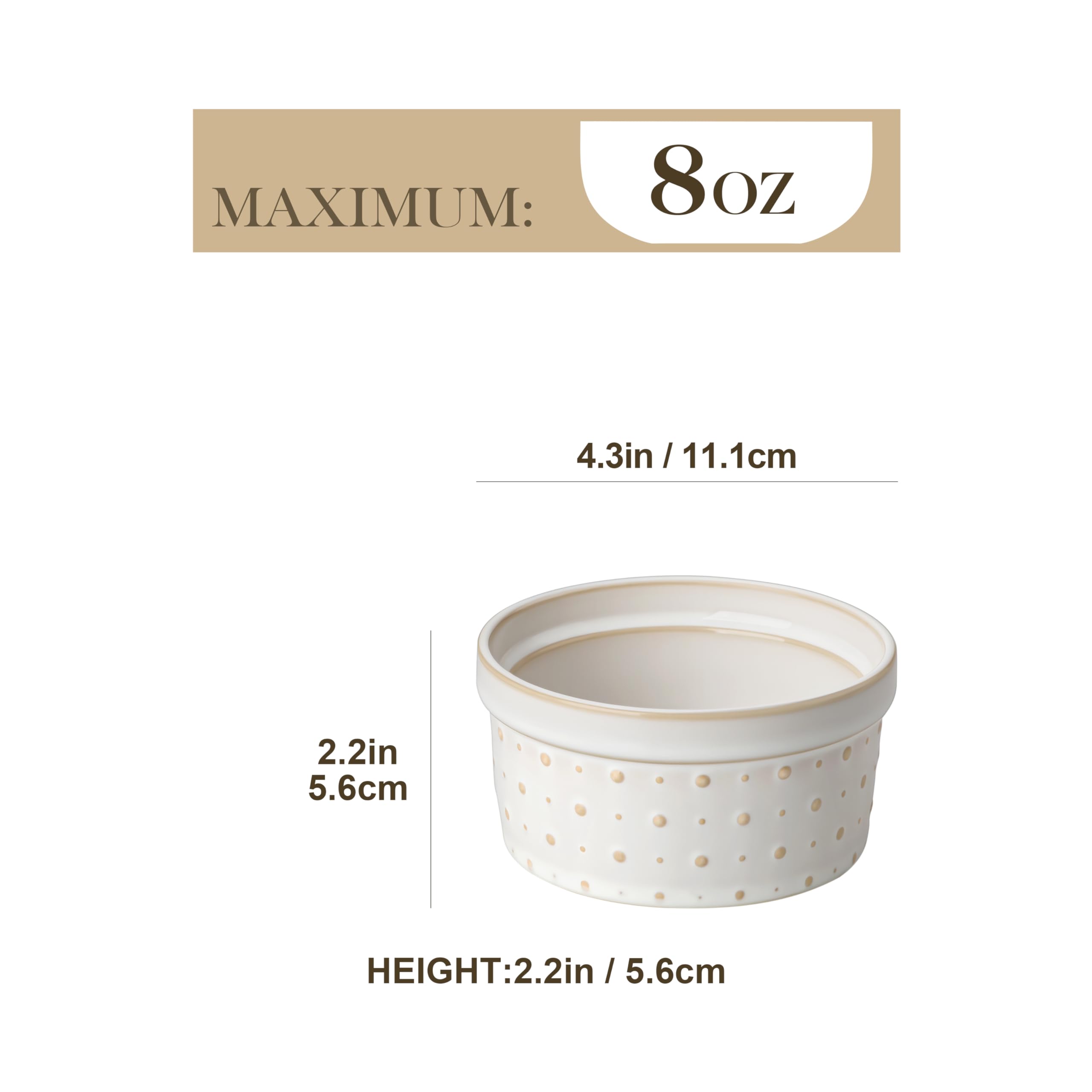 MALACASA ceramic ramekins provide durable, versatile bakeware for sweet or savory dishes.