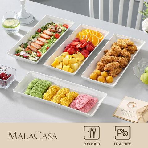 MALACASA ceramic platters set of 4, 14in, ideal for variety of dishes