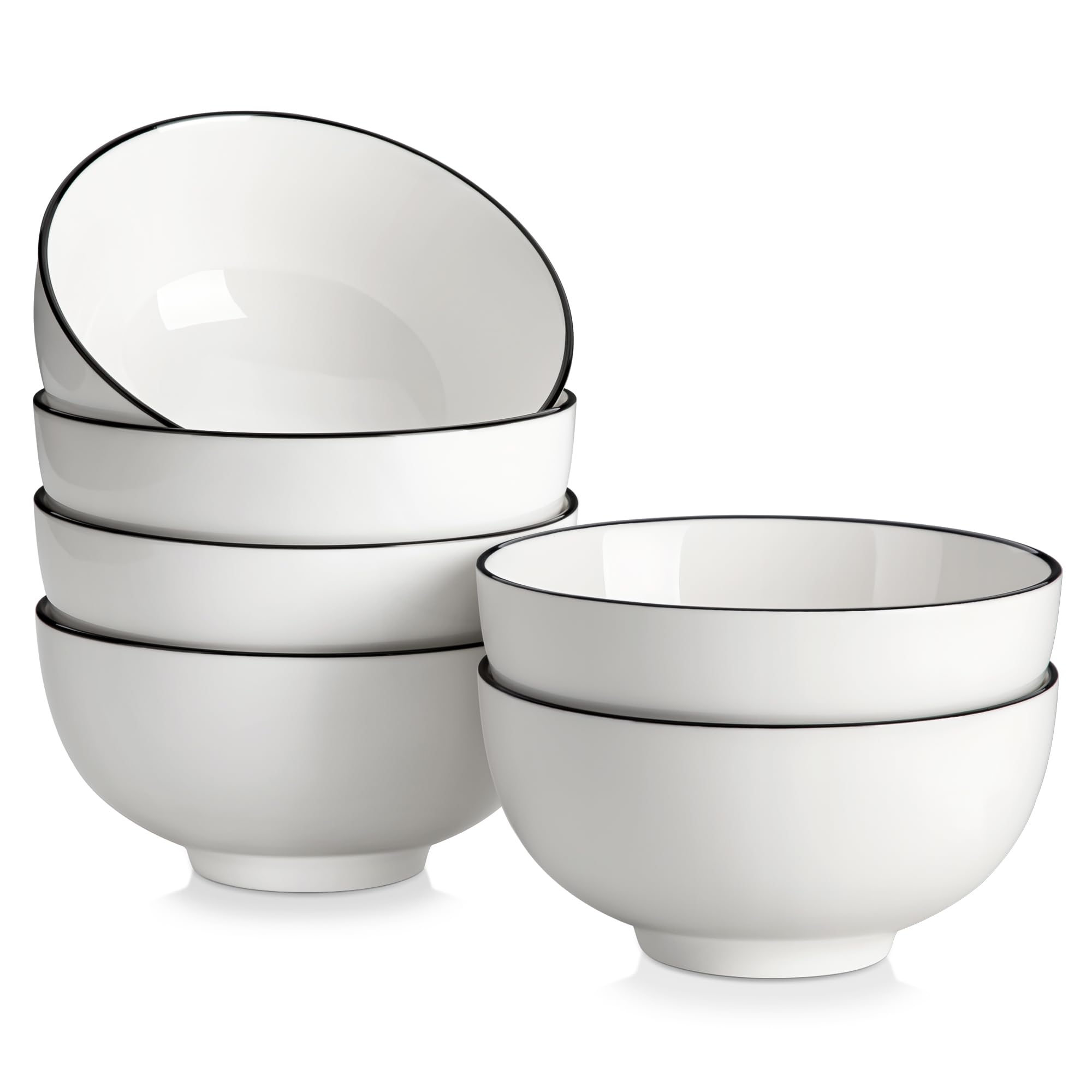 MALACASA ceramic soup bowls in white porcelain, ideal for soups and cereals