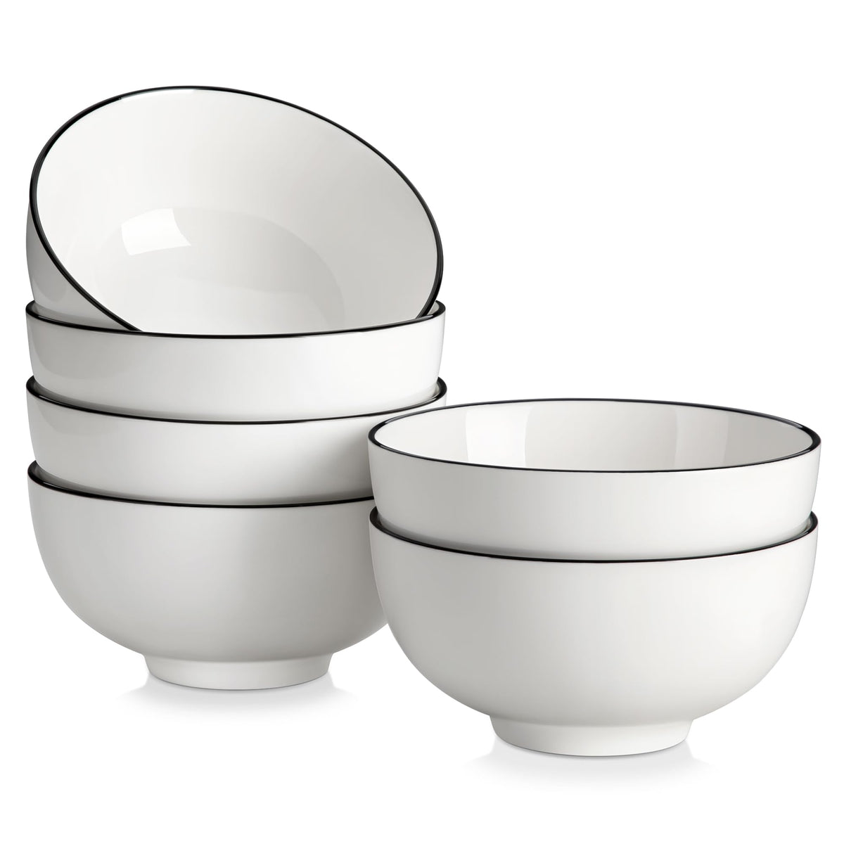 MALACASA ceramic soup bowls in white porcelain, ideal for soups and cereals