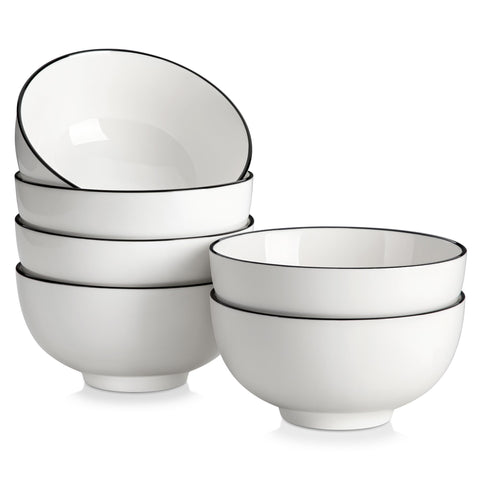 MALACASA ceramic soup bowls in white porcelain, ideal for soups and cereals