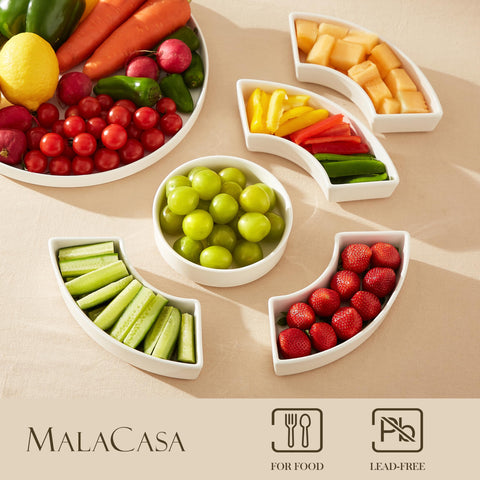 MALACASA chip and dip set in porcelain combines durability with easy maintenance.